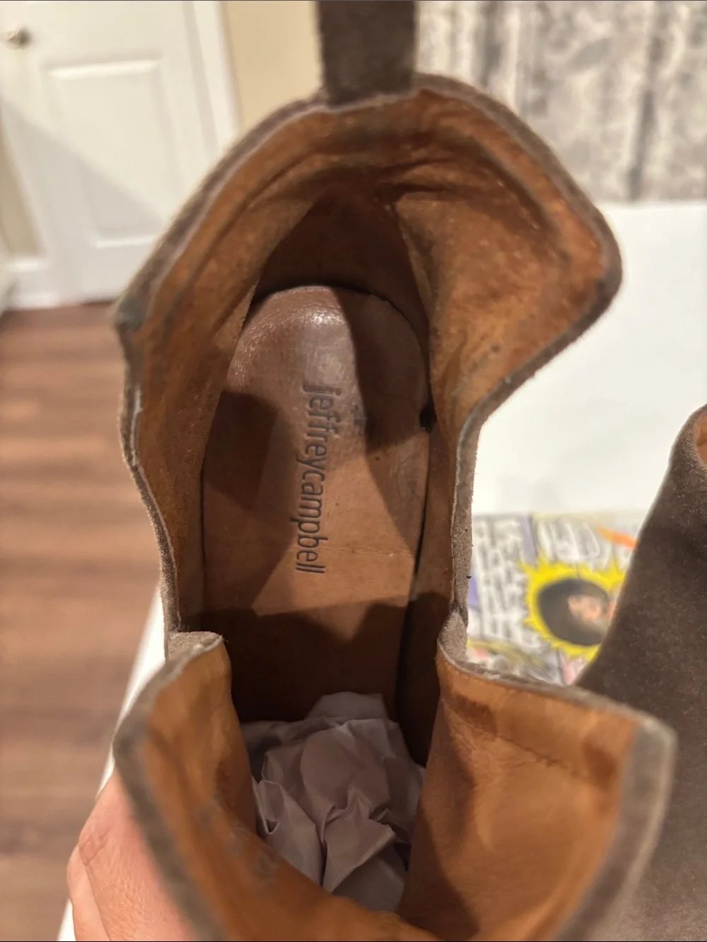 Jeffrey Campbell Brown Suede Ankle Booties with Silver Trim